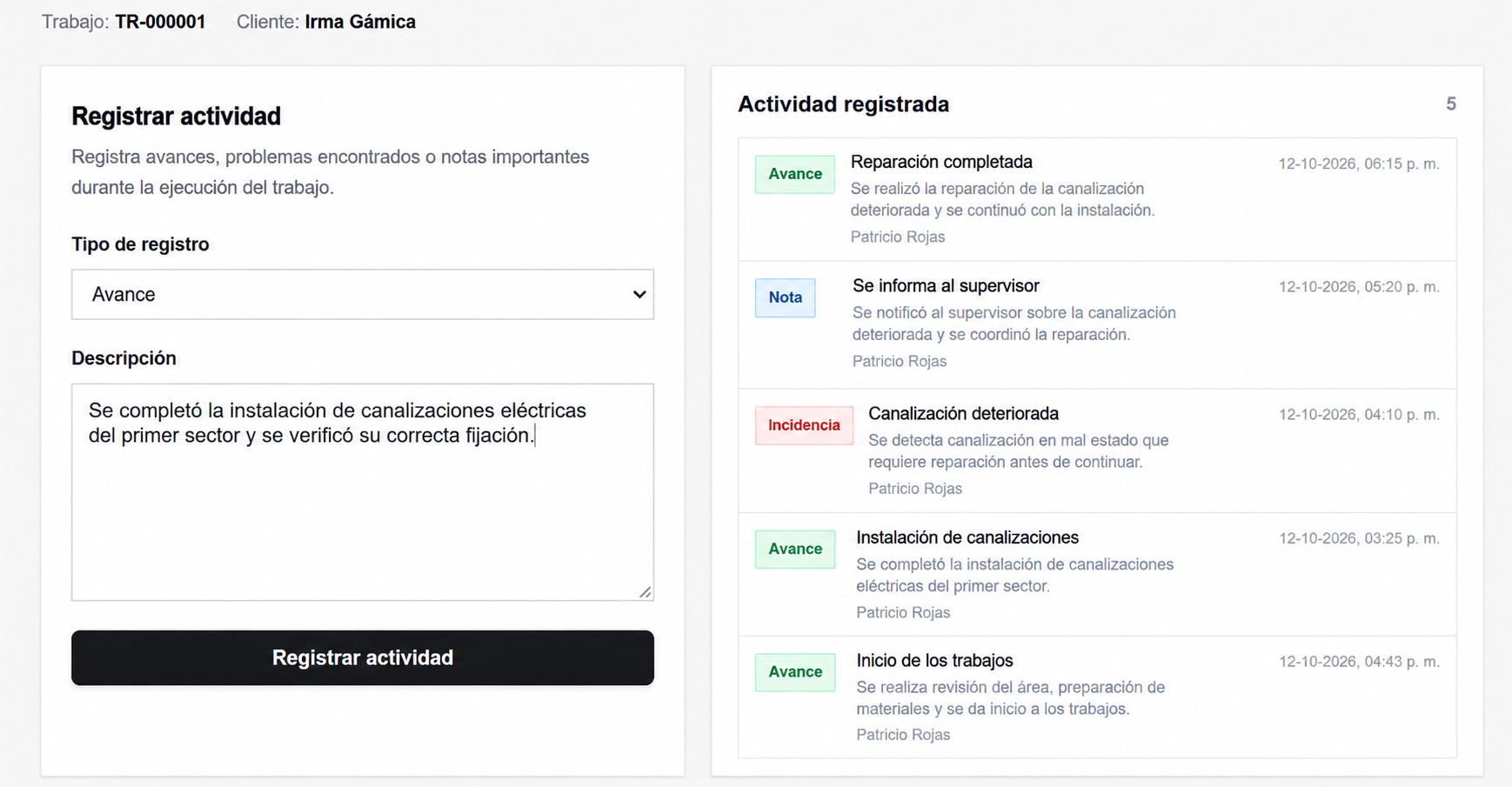 Registro de avances, incidencias y notas en KUVOX